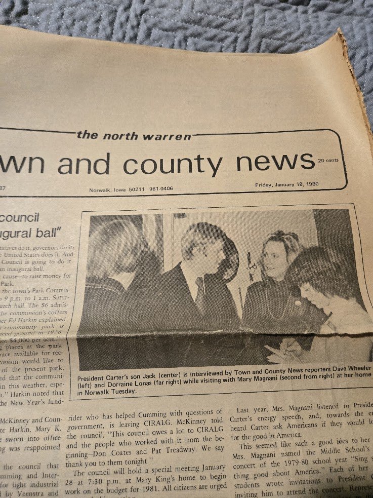 1980 Town and County News front page: reporter Dave Wheeler interviews Jack Carter