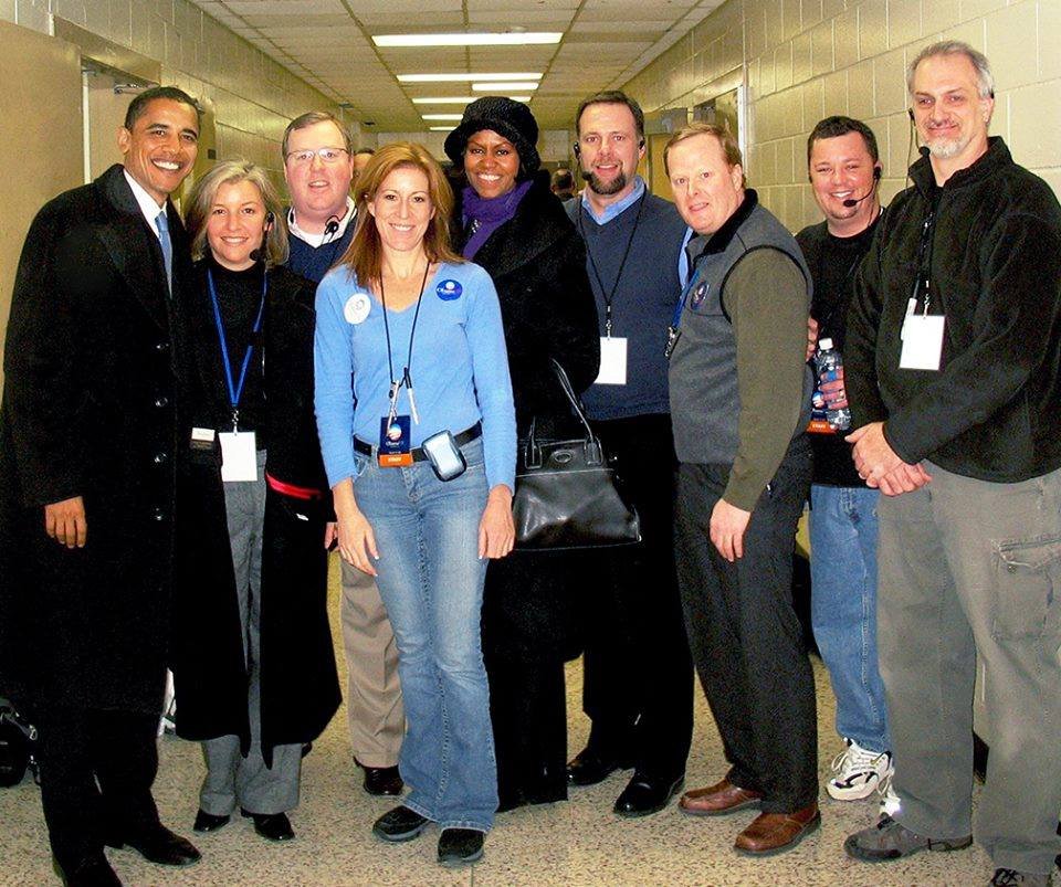 David B. Wheeler backstage with Barack and Michelle Obama